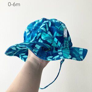 💙2/$25 Jan & Jul 0-6 Months Baby Infant Tropical Blue Adjustable Sun Hat Summer